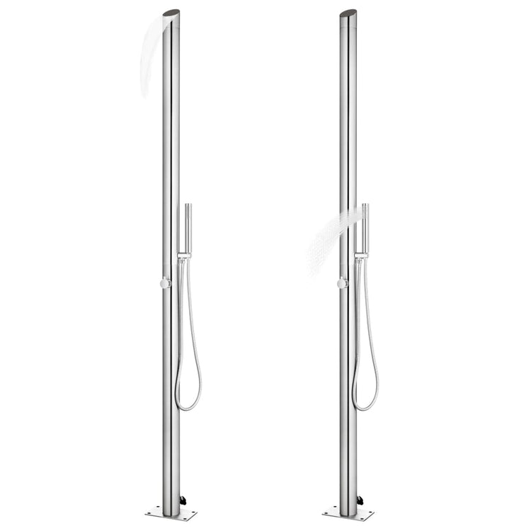 Vidaxl buitendouche met bruine basis 225 cm roestvrij staal