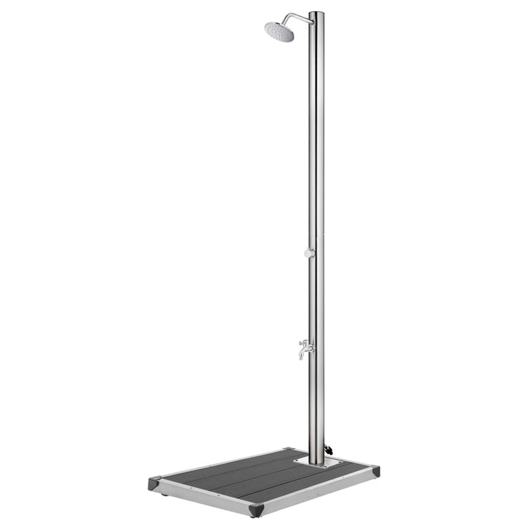 Vidaxl buitendouche met grijze basis 220 cm roestvrij staal