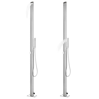 Vidaxl buitendouche met grijze basis 225 cm roestvrij staal