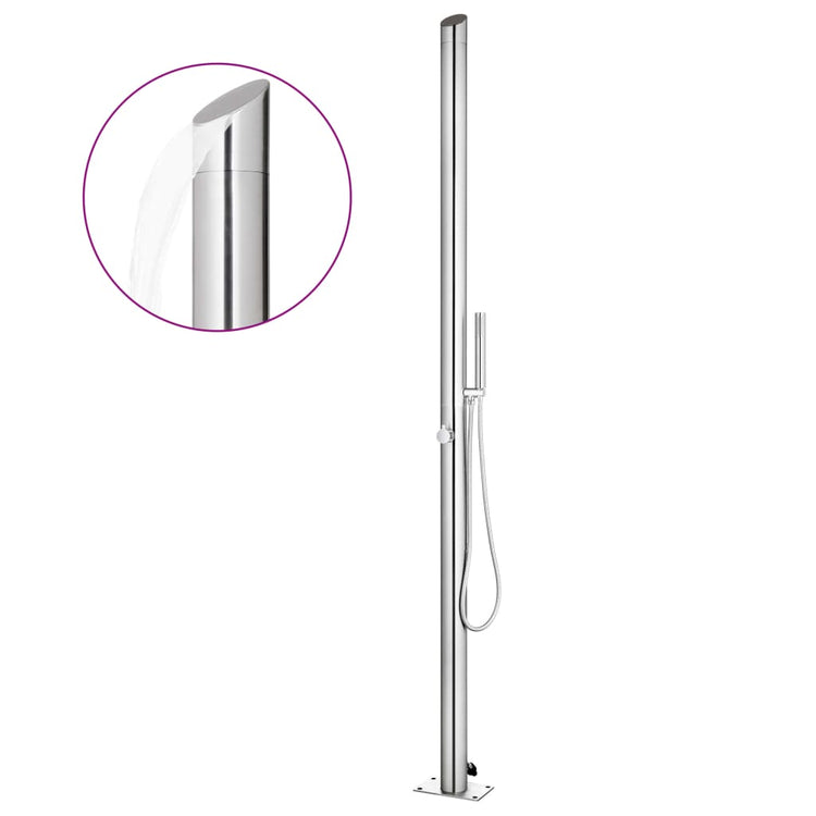 Vidaxl buitendouche met grijze basis 225 cm roestvrij staal