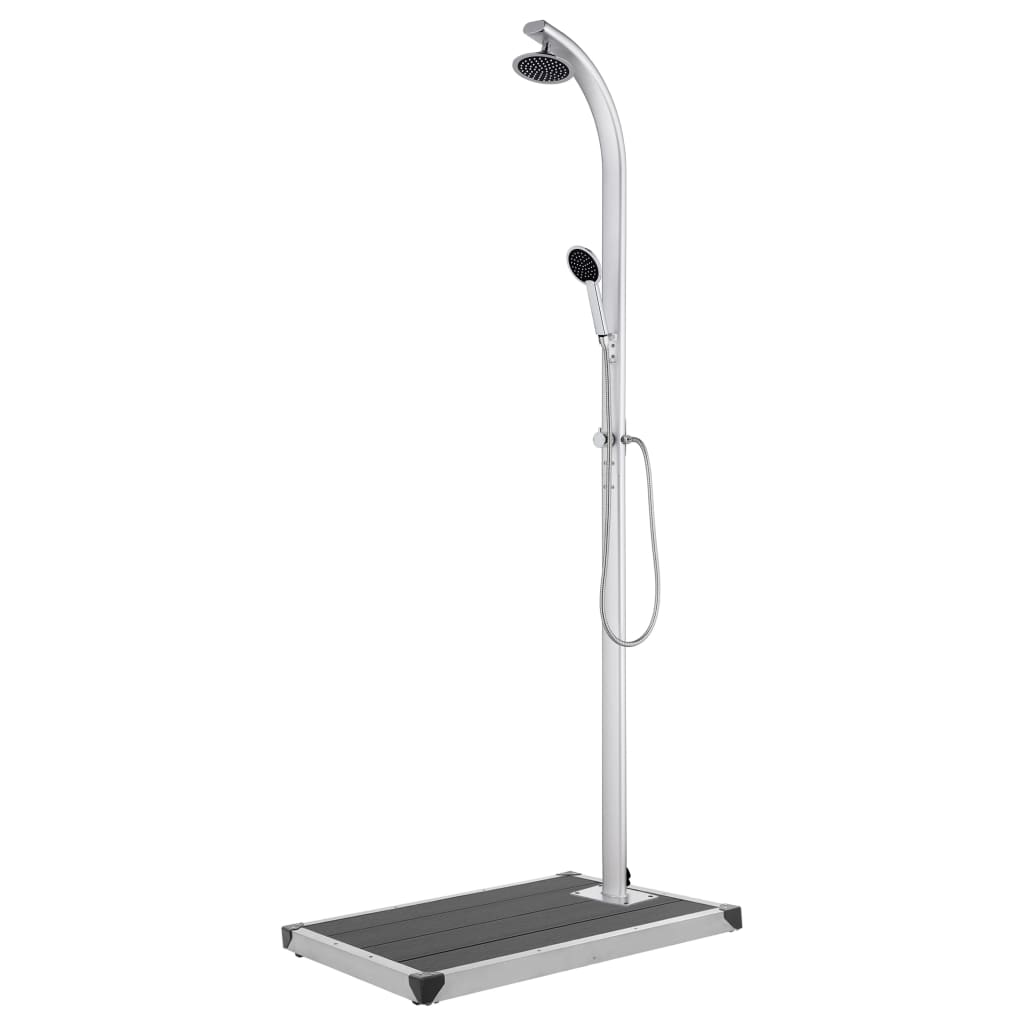 Vidaxl buitendouche met grijze basis 220 cm aluminium
