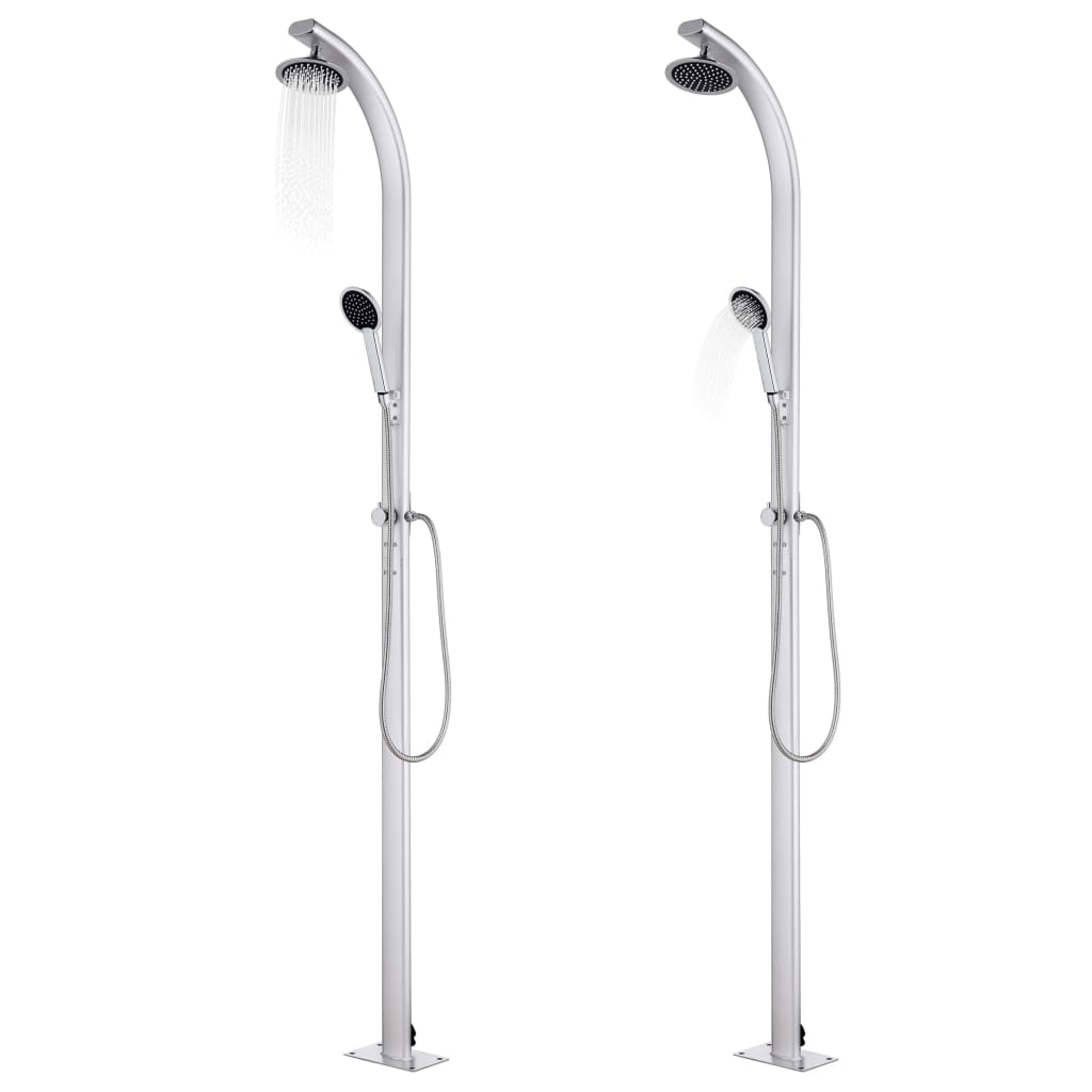 Vidaxl buitendouche met grijze basis 220 cm aluminium