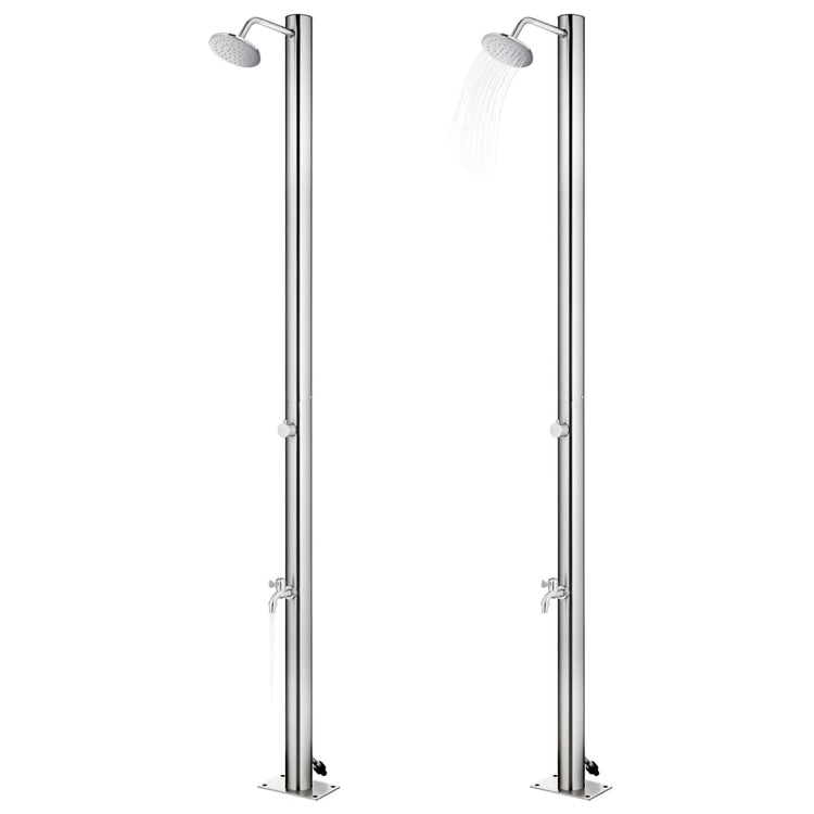Vidaxl buitendouche met bruine basis 220 cm roestvrij staal
