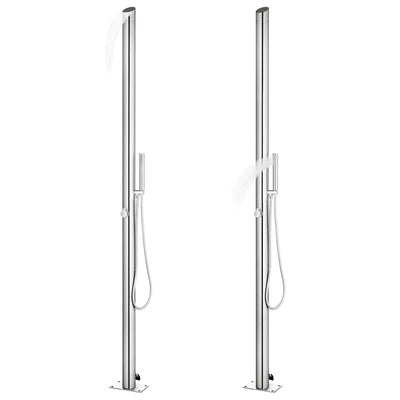 Vidaxl buitendouche met bruine basis 225 cm roestvrij staal