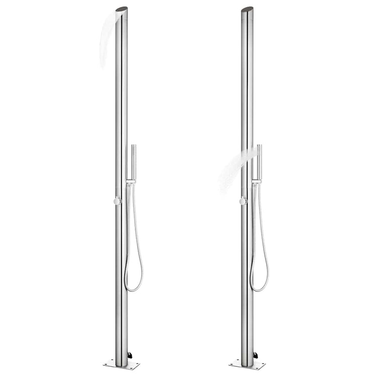 Vidaxl buitendouche met bruine basis 225 cm roestvrij staal