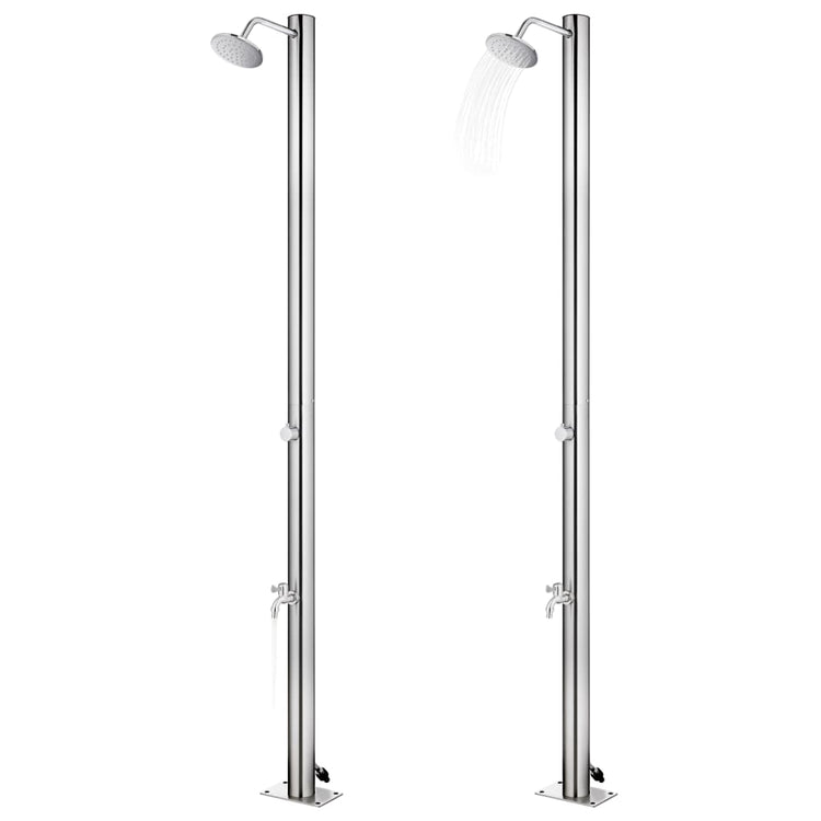 Vidaxl buitendouche met grijze basis 220 cm roestvrij staal