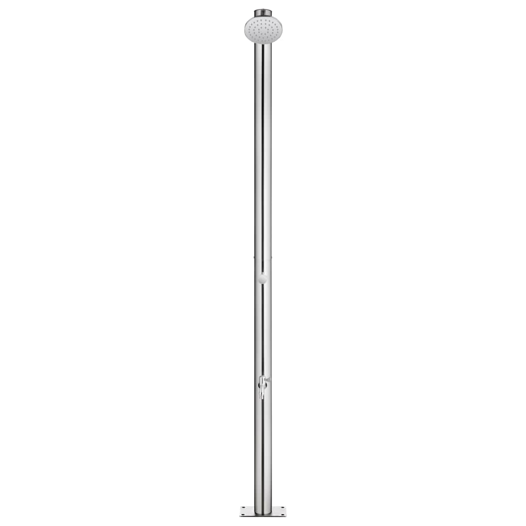 Vidaxl buitendouche met grijze basis 220 cm roestvrij staal