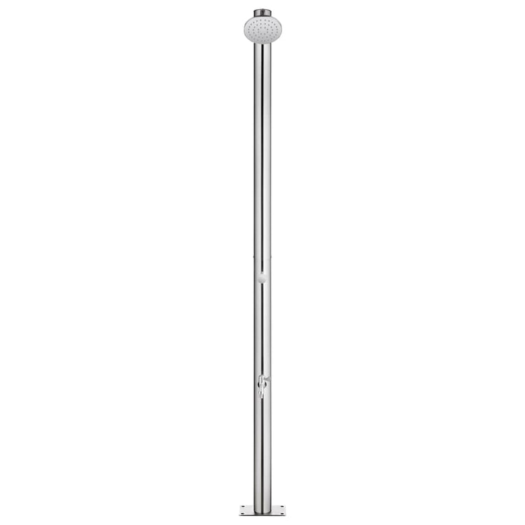Vidaxl buitendouche met grijze basis 220 cm roestvrij staal