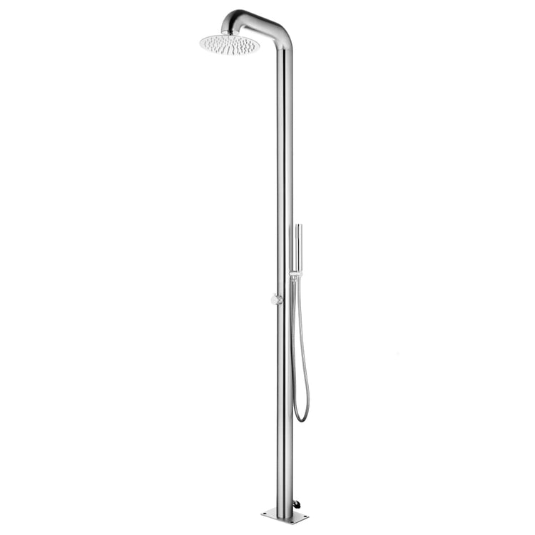 Vidaxl buitendouche met grijze basis 230 cm roestvrij staal