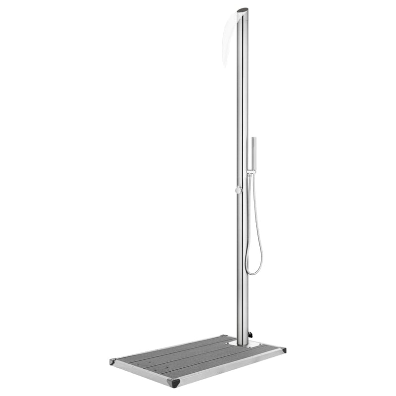 Vidaxl buitendouche met grijze basis 225 cm roestvrij staal