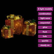 Vidaxl kerstdecoratie geschenkdozen 3 st binnen buiten rood - afbeelding 3