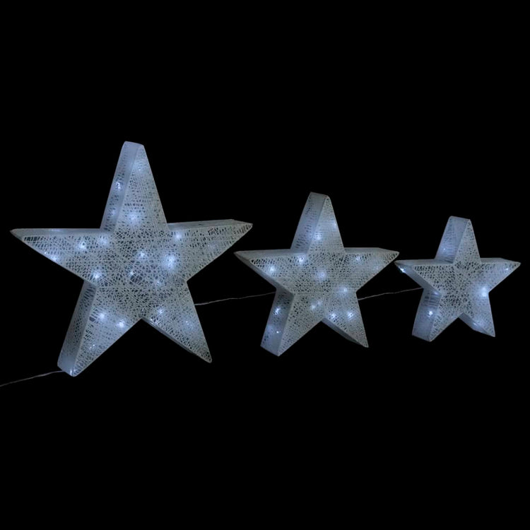VidaXL Kerstdecoratiesterren 3 st LED buiten binnen mesh wit