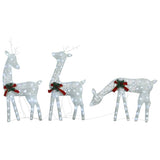 Vidaxl rendierfamilie kerstmis koudwit 270x7x90 cm mesh wit - afbeelding 2
