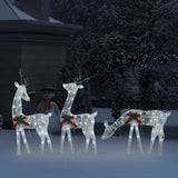 Vidaxl rendierfamilie kerstmis koudwit 270x7x90 cm mesh wit - afbeelding 3