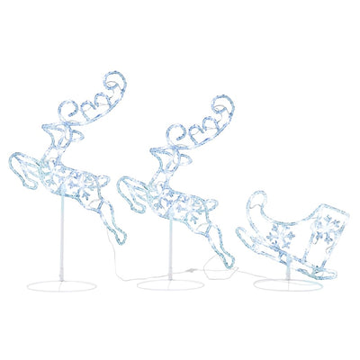 Vidaxl kerstdecoratie rendieren en slee 260x21x87 cm acryl koudwit