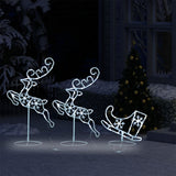 Vidaxl kerstdecoratie rendieren en slee 260x21x87 cm acryl koudwit - afbeelding 3