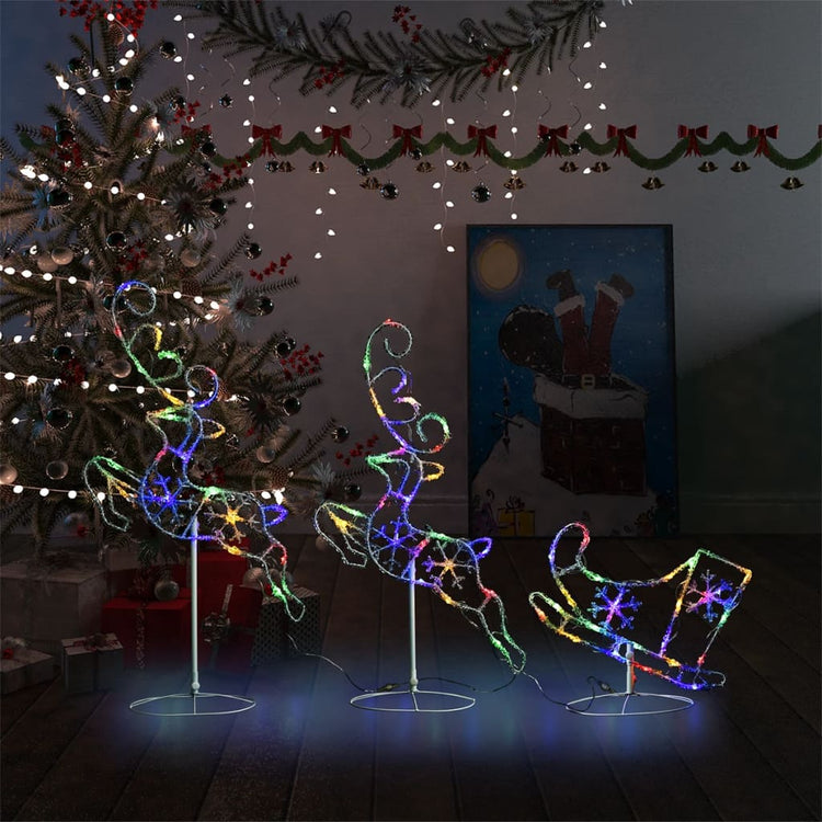 Vidaxl kerstdecoratie rendieren en slee 260x21x87 cm acryl meerkleurig
