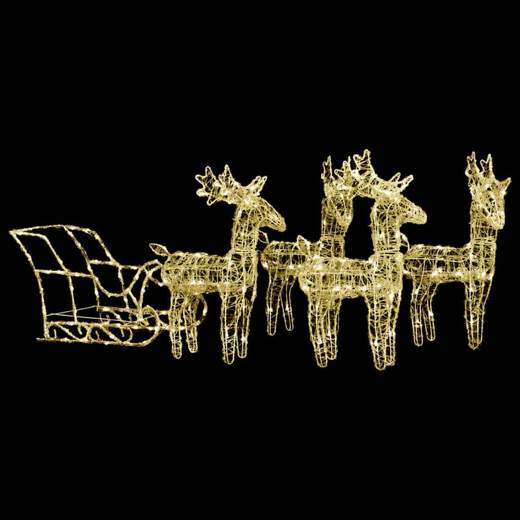 Vidaxl kerstdecoratie rendieren en slee 280x28x55 cm acryl