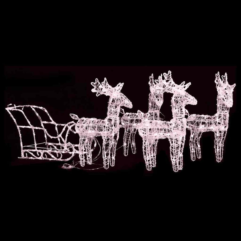 Vidaxl kerstdecoratie rendieren en slee 280x28x55 cm acryl