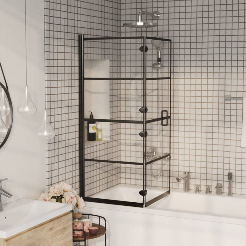 Vidaxl douchewand inklapbaar 120x140 cm esg zwart