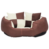 Vidaxl hondenkussen omkeerbaar en wasbaar 65x50x20 cm bruin en crème - afbeelding 3