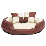 Vidaxl hondenkussen omkeerbaar en wasbaar 85x70x20 cm bruin en crème - afbeelding 3
