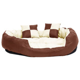 Vidaxl hondenkussen omkeerbaar en wasbaar 110x80x23 cm bruin en crème - afbeelding 3