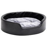 Vidaxl hondenmand 69x59x19 cm pluche en kunstleer zwart en grijs - afbeelding 2