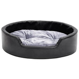 Vidaxl hondenmand 69x59x19 cm pluche en kunstleer zwart en grijs - afbeelding 3