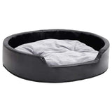 Vidaxl hondenmand 79x70x19 cm pluche en kunstleer zwart en grijs - afbeelding 2