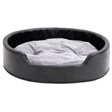 Vidaxl hondenmand 79x70x19 cm pluche en kunstleer zwart en grijs - afbeelding 3