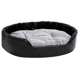 Vidaxl hondenmand 90x79x20 cm pluche en kunstleer zwart en grijs - afbeelding 2
