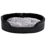 Vidaxl hondenmand 90x79x20 cm pluche en kunstleer zwart en grijs - afbeelding 3