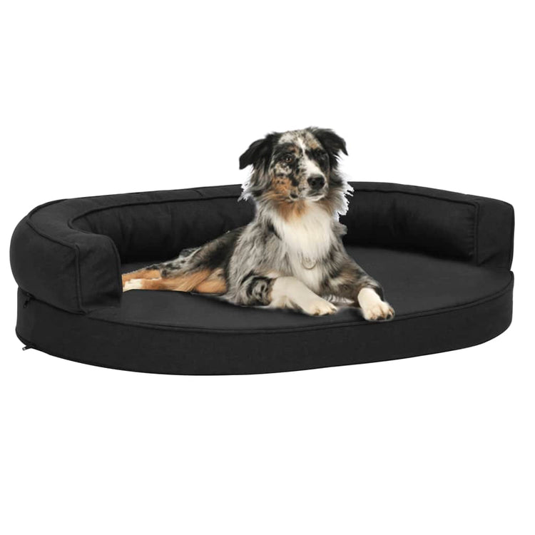 Vidaxl hondenbed ergonomisch linnen-look 75x53 cm zwart