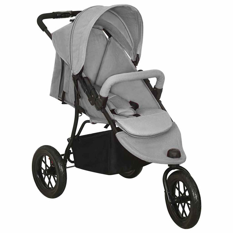 Vidaxl kinderwagen staal lichtgrijs