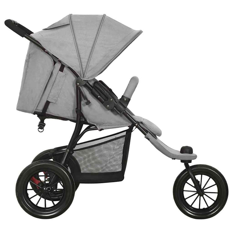 Vidaxl kinderwagen staal lichtgrijs