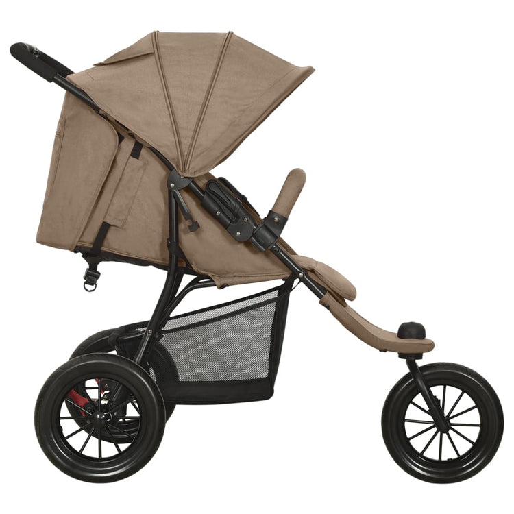 Vidaxl kinderwagen staal taupe