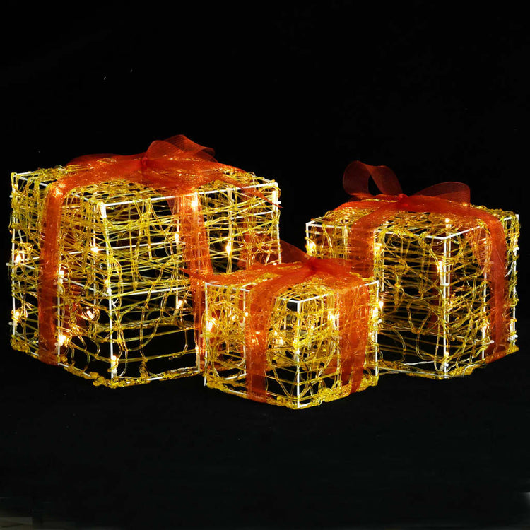VidaXL Kerstverlichting geschenkdozen 3 st decoratief acryl warmwit