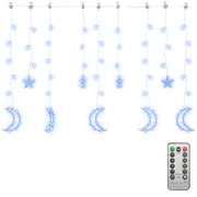 Vidaxl lichtslinger ster en maan afstandsbediening 138 led's blauw - afbeelding 2