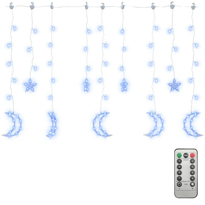 Vidaxl lichtslinger ster en maan afstandsbediening 138 led's blauw