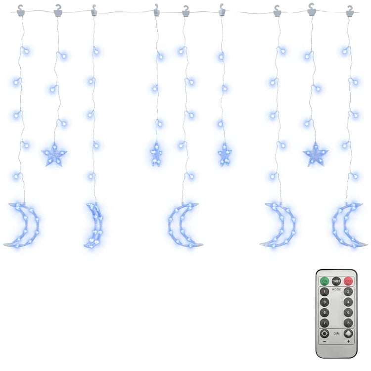 Vidaxl lichtslinger ster en maan afstandsbediening 138 led's blauw