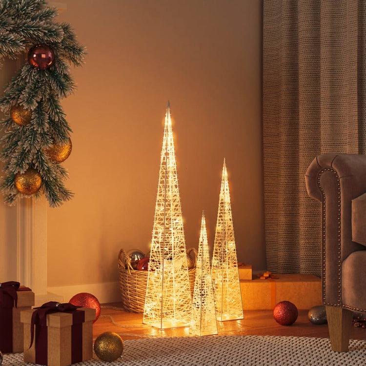 VidaXL Lichtkegelset decoratief LED 30 45 60 cm acryl warmwit