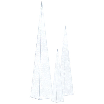 Vidaxl lichtkegelset decoratief led 30 45 60 cm acryl koudwit
