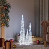 Vidaxl lichtkegelset decoratief led 30 45 60 cm acryl koudwit - afbeelding 1