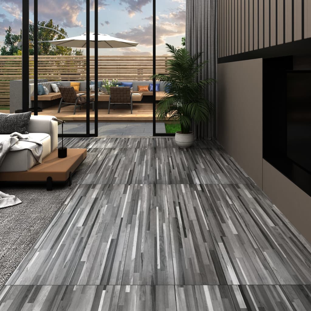 Vidaxl vloerplanken zelfklevend 5,21 m² 2 mm pvc gestreept grijs