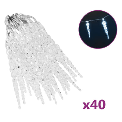 VidaXL Kerstverlichting ijspegel met 40 LED's acryl koudwit