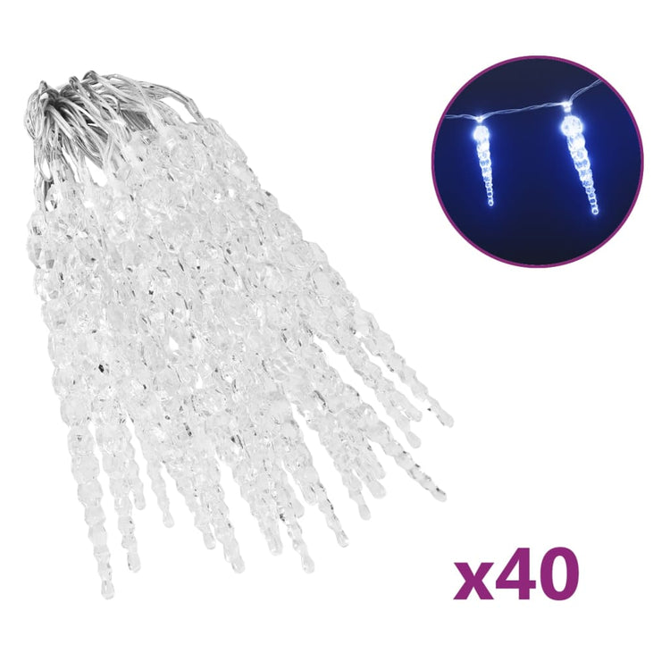 VidaXL Kerstverlichting ijspegel met 40 LED's acryl blauw