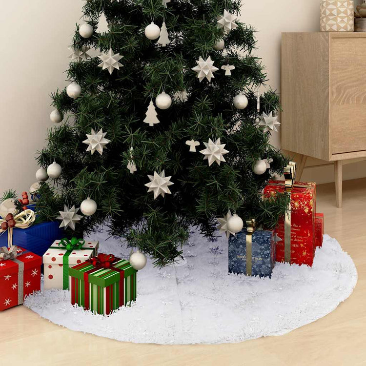 Vidaxl luxe kerstboomrok wit 122 cm imitatiebont