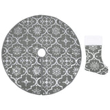Vidaxl kerstboomrok luxe met sok 90 cm stof grijs - afbeelding 2
