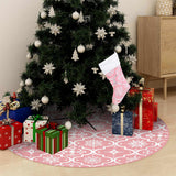 Vidaxl kerstboomrok luxe met sok 122 cm stof roze - afbeelding 1